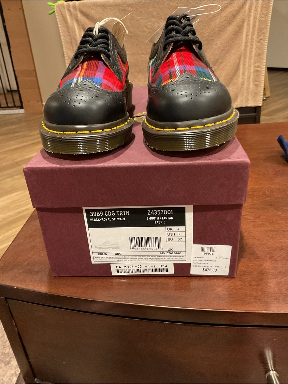 Dr Martens Black & Red Tartan Women’s Derby Shoes Size 6